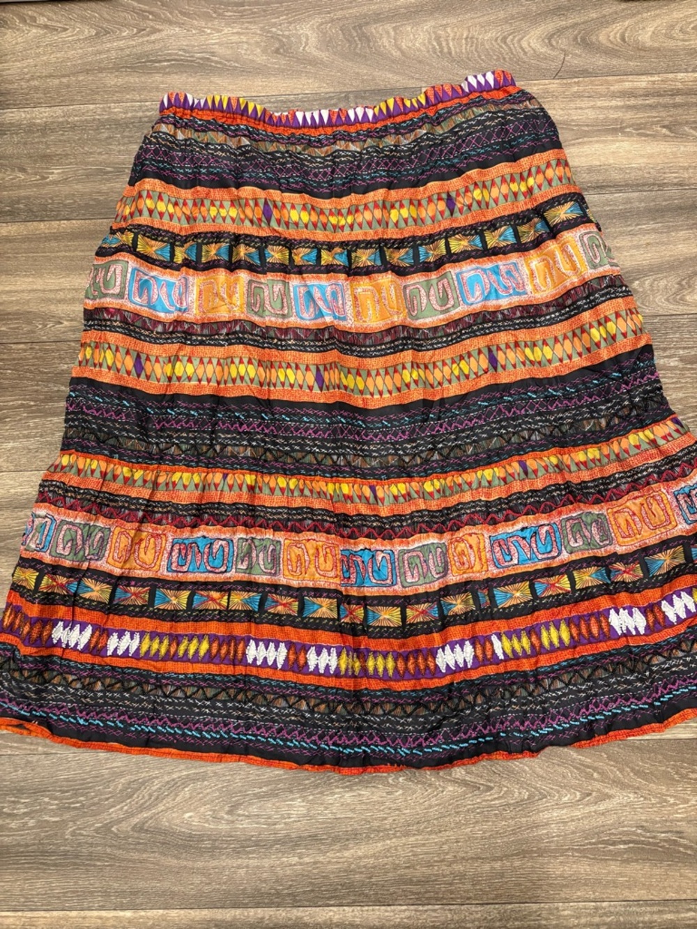 Chico's Multicolor Tribal Print A-Line Skirt - Orange, Black, Teal, Purple, Maxi